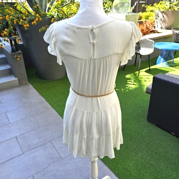 Urban Outfitters ✦ Blu Pepper Ivory Tunic Dress ✦ High-Low w/ Braided Belt Sz S - Picture 8 of 17